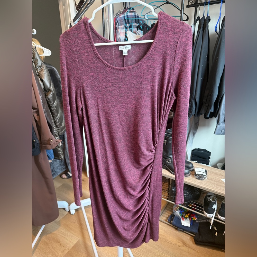 love, Fire Asymmetrical Dress in Maroon